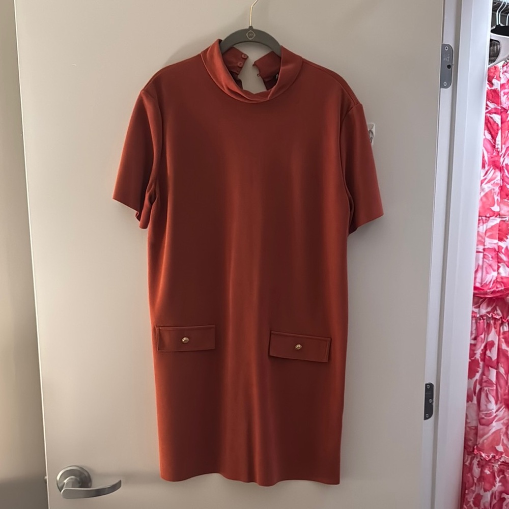 Chic Orange Short Sleeve Dress